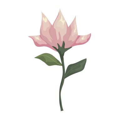 Yapraklı beyaz çiçek vektör tasarımı