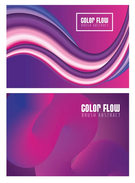 Carteles de flujo de color púrpura con letras en fondo púrpura — Vector de stock