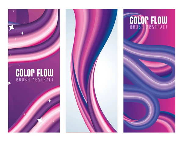 紫と白の3色のフローポスター — ストックベクタ