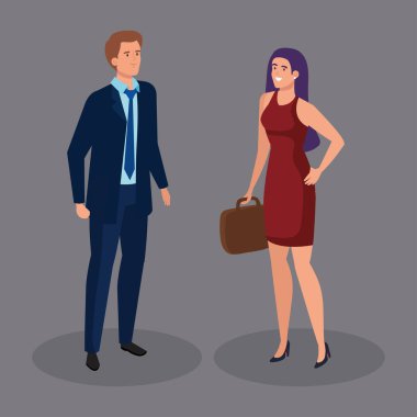 İşadamı ve işkadını izometrik vektör tasarımı