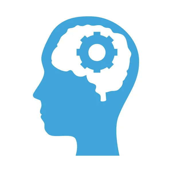 Profilo di salute mentale umano con organo cerebrale e attrezzi — Vettoriale Stock