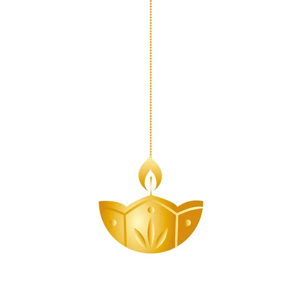 Golden diwali candle decorative hanging — Stock Vector