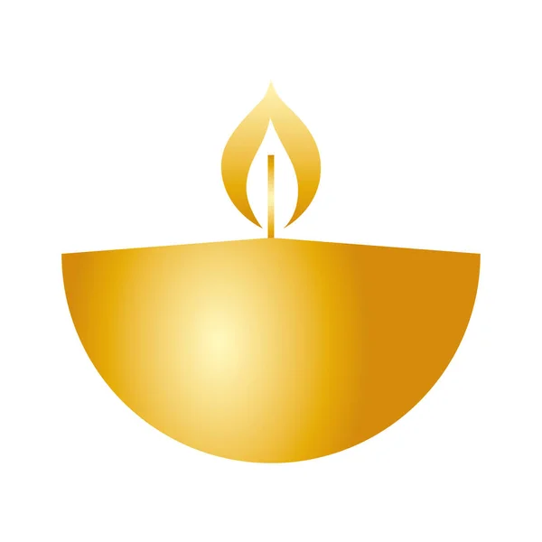 Auriu diwali lumânare decorative icon — Vector de stoc