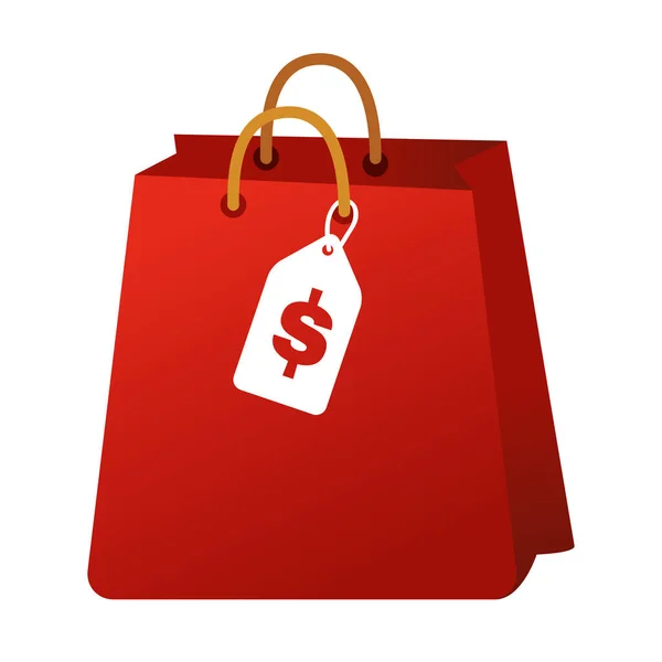 Werbespot mit Einkaufstasche und Preisschild — Stockvektor