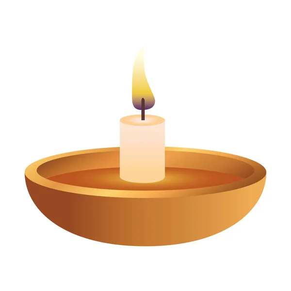 Vela diwali de madera icono decorativo — Archivo Imágenes Vectoriales