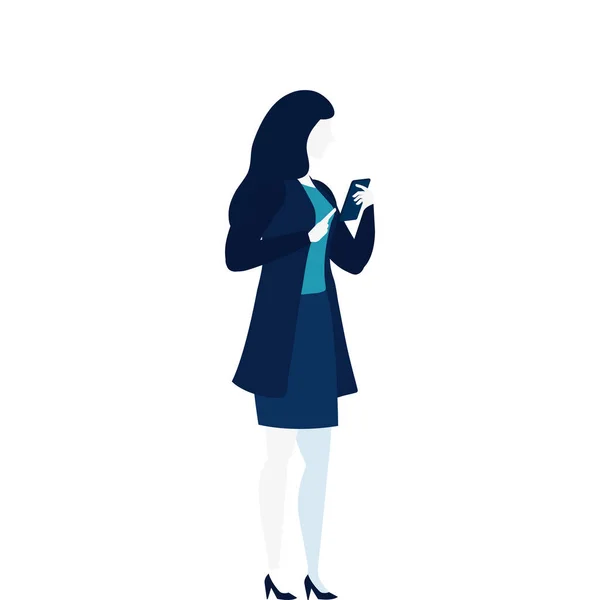 Élégante femme d'affaires utilisant un personnage avatar smartphone — Image vectorielle