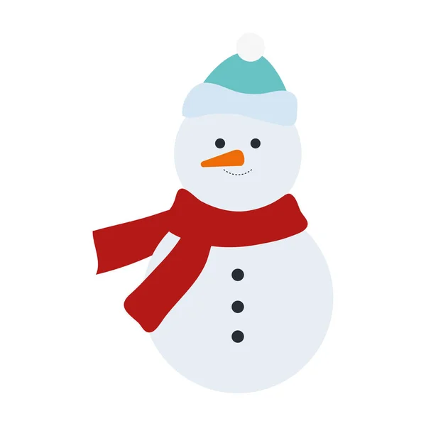 Muñeco de nieve Navidad carácter aislado icono — Vector de stock