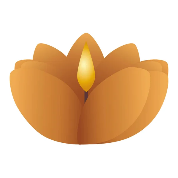 Drewniana świeca diwali z ikoną dekoracyjną w kształcie kwiatów — Wektor stockowy