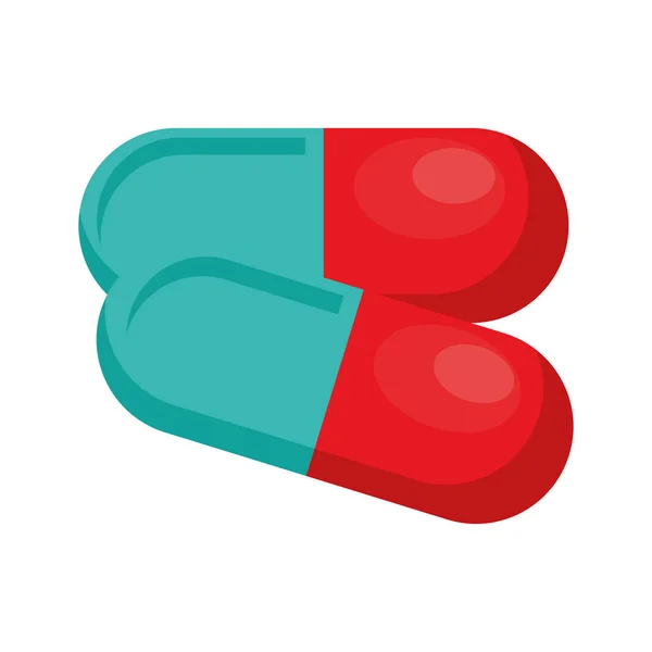 Cápsulas medicamentos aislados icono — Vector de stock