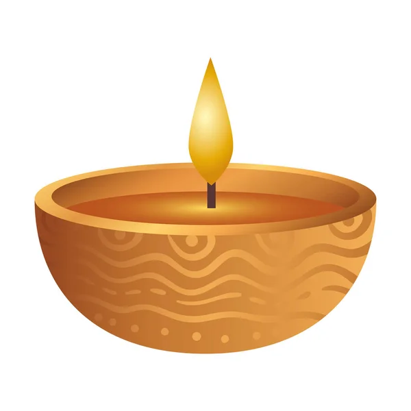 Trä diwali ljus dekorativ ikon — Stock vektor