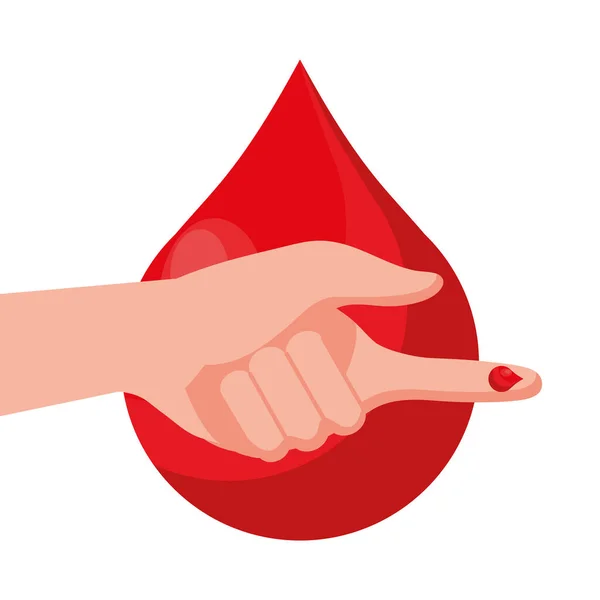 Hand human with blood drop in finger — Stock Vector