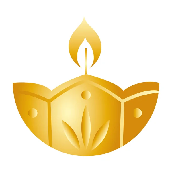 Złota ikona dekoracyjna świecy diwali — Wektor stockowy