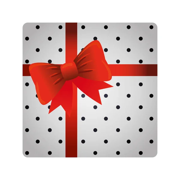 Cadeau boîte cadeau avec ruban rouge arc — Image vectorielle