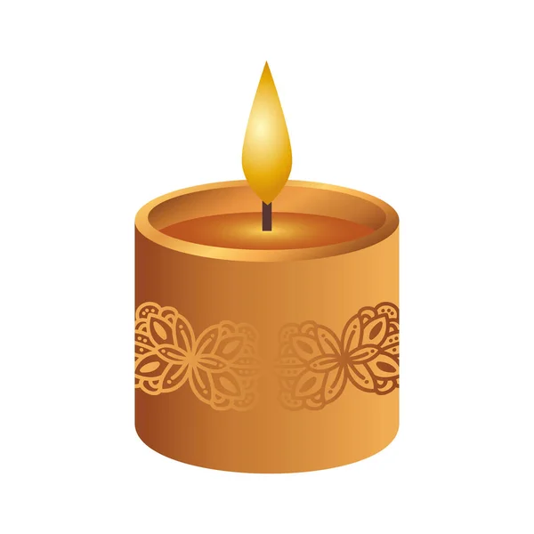 Vela diwali de madera icono decorativo — Vector de stock