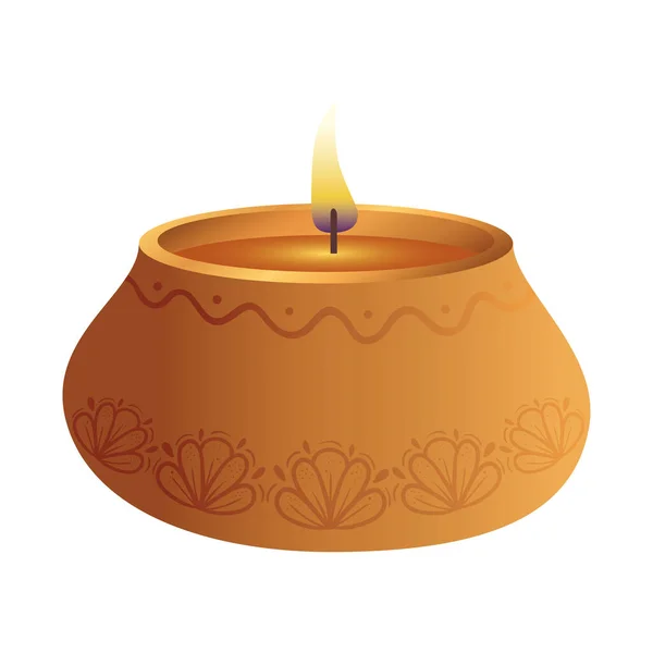 Vela diwali de madeira ícone decorativo — Vetor de Stock