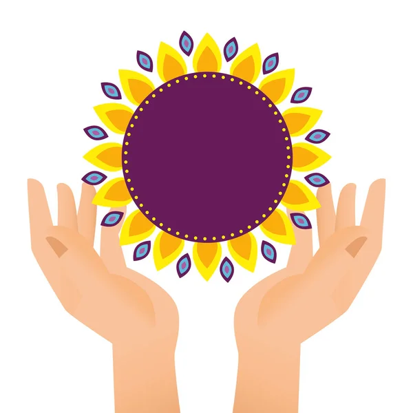 Main levage diwali décoration florale avec pétales de tournesol — Image vectorielle