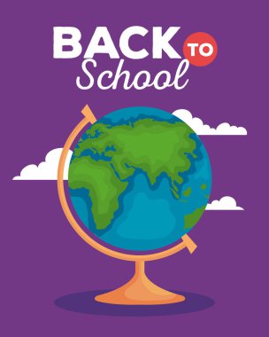 Okul dünyası küresel vektör tasarımına geri dön