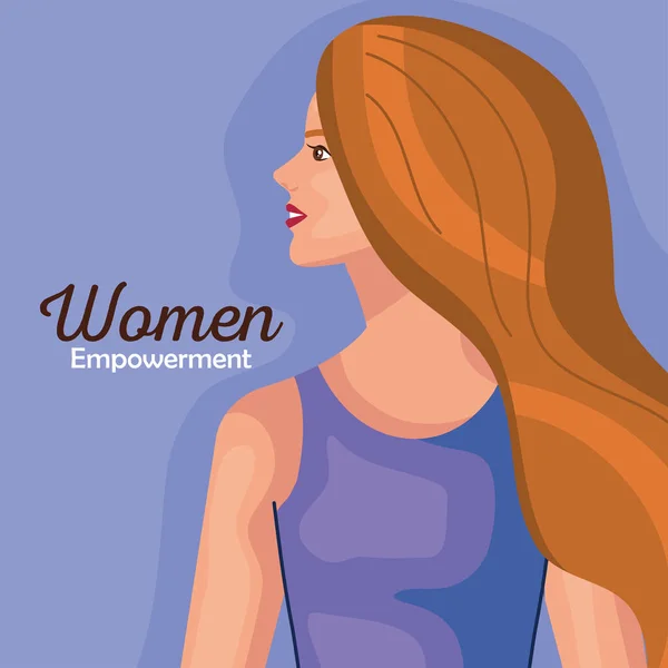 Women empowerment with woman cartoon from side vector design — Stock Vector