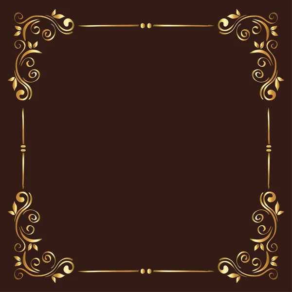 Gouden ornament frame op bruine achtergrond vector ontwerp — Stockvector