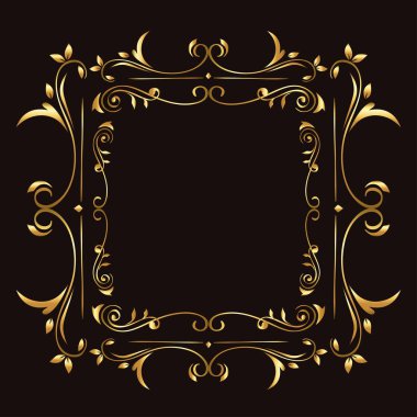 Mavi arkaplan vektör tasarımındaki altın süsleme çerçevesi