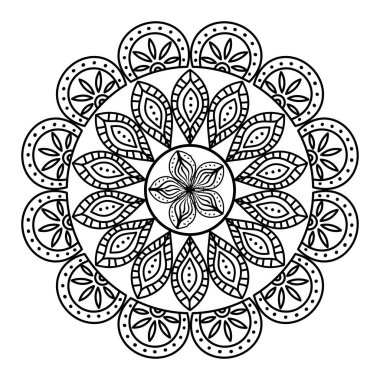 monokrom etnik mandala dekorasyon simgesi