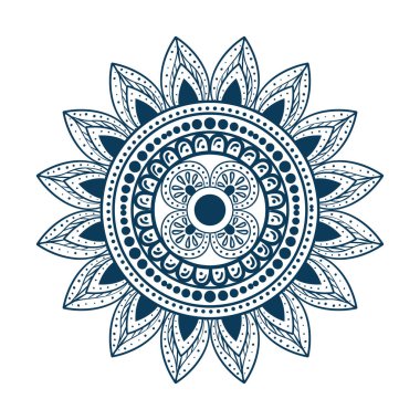 monokrom etnik mandala dekorasyon simgesi