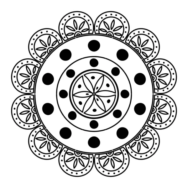 Einfarbige ethnische Mandala-Dekoration — Stockvektor