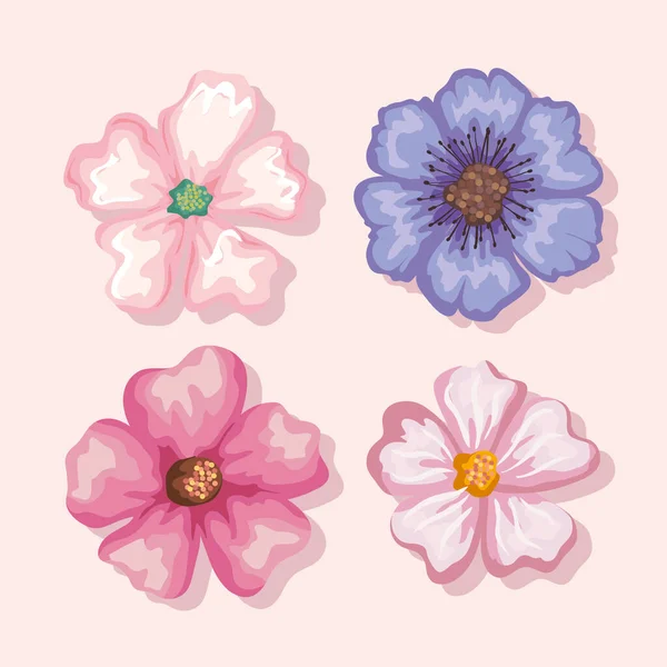 Bloemen schilderen set vector ontwerp — Stockvector