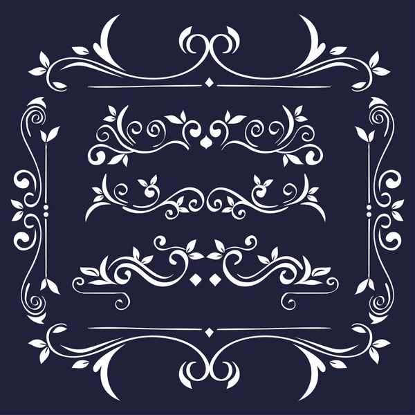 Witte ornamenten in frame op blauwe achtergrond vector ontwerp — Stockvector