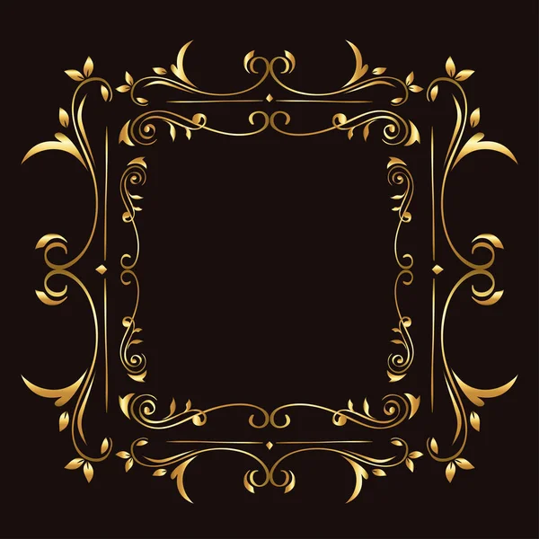 Gold ornament frame on blue background vector design — Stock Vector