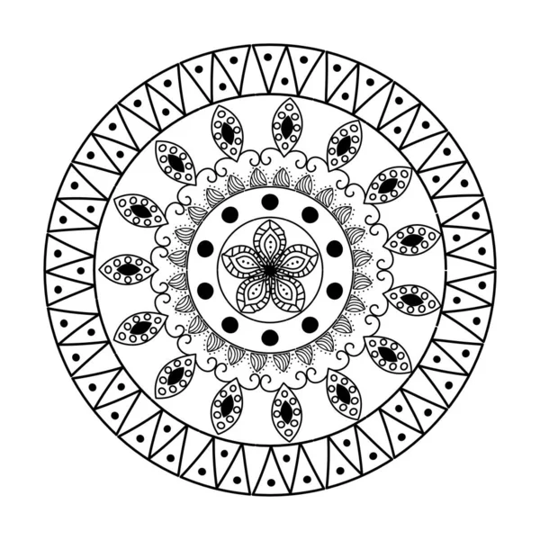 Icône de décoration de mandala ethnique monochrome — Image vectorielle