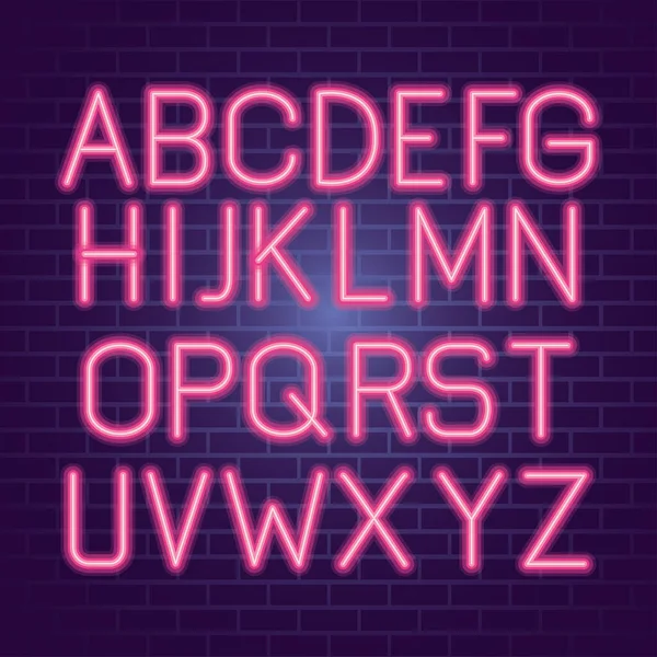 Alfabet neon stijl set vector ontwerp — Stockvector