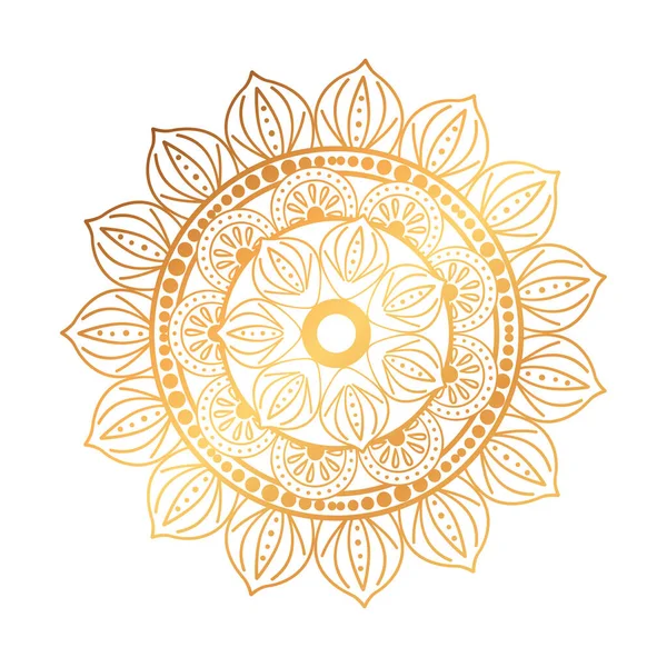 Gyllene etnisk Mandala dekoration ikon — Stock vektor