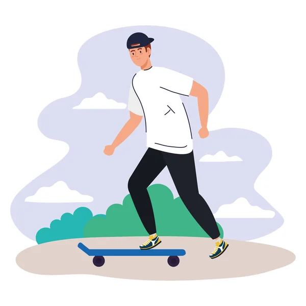 Άνθρωπος στο skate στο πάρκο σχεδιασμό διάνυσμα — Διανυσματικό Αρχείο