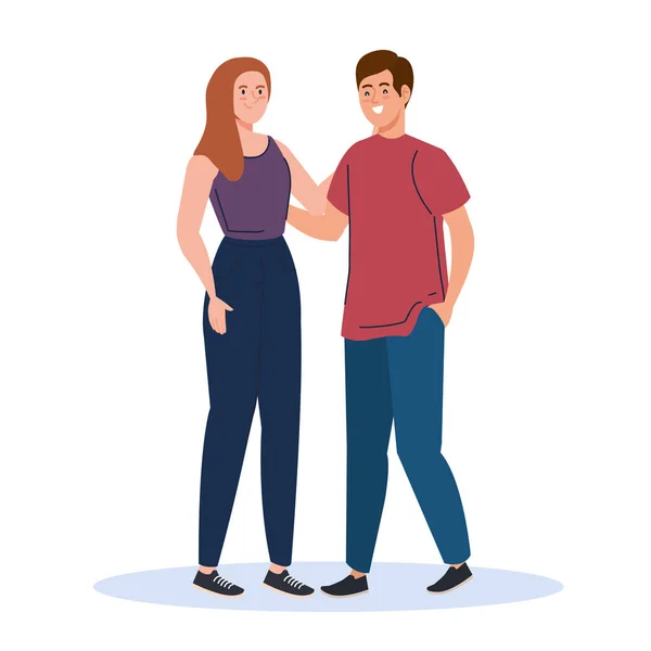 Couple of woman and man vector design — Stock Vector