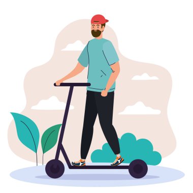 Park vektör tasarımında şapkalı adam İskoçya 'da.