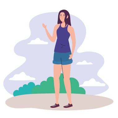 Park vektör tasarımındaki kadın