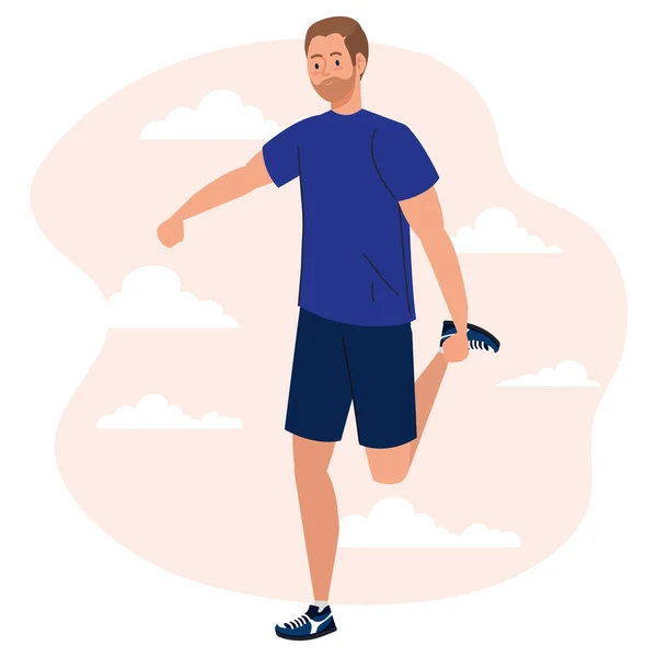 Homme étirement jambe vecteur conception — Image vectorielle