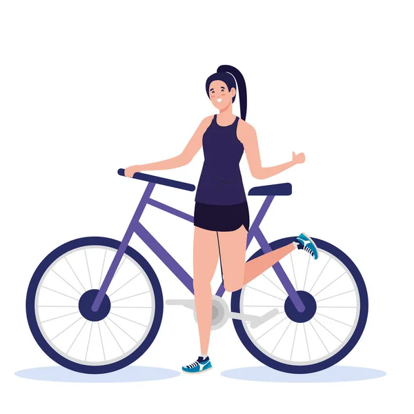 Femme avec design vectoriel vélo — Image vectorielle