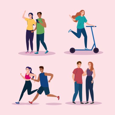 Etkinlik simgesi koleksiyonu vektör tasarımı yapan insanlar