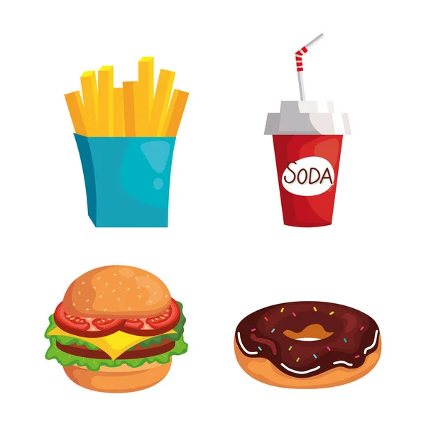 Fast food pictogram set vector ontwerp — Stockvector