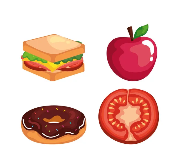 Comida rápida icono colección vector de diseño — Vector de stock