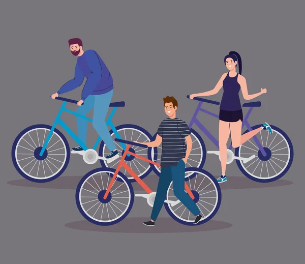 Mensen rijden fiets vector ontwerp — Stockvector