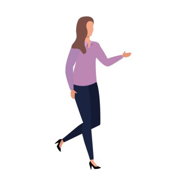 Zarif iş kadını yürüyen Avatar karakteri