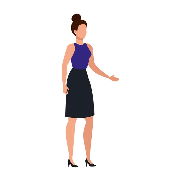 Mujer de negocios elegante carácter de pie — Vector de stock