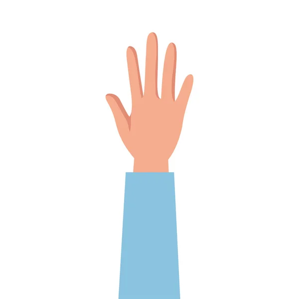 Main humaine protestant avec manche — Image vectorielle