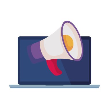 megafon sesi ile taşınabilir dizüstü bilgisayar