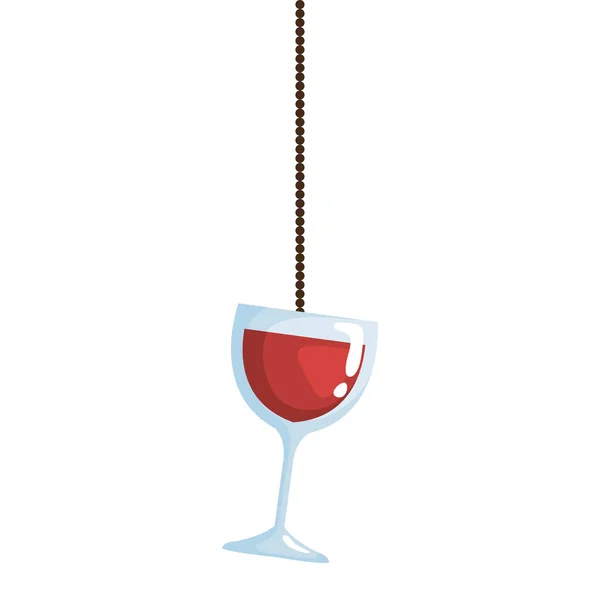 Copo de vinho cristal bebida pendurada — Vetor de Stock