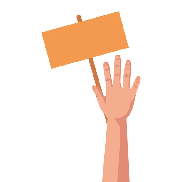 Hand human protesting with banner — Stock Vector