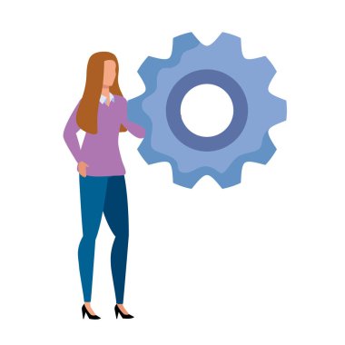 Zarif iş kadını dişli kaldırma makinesi